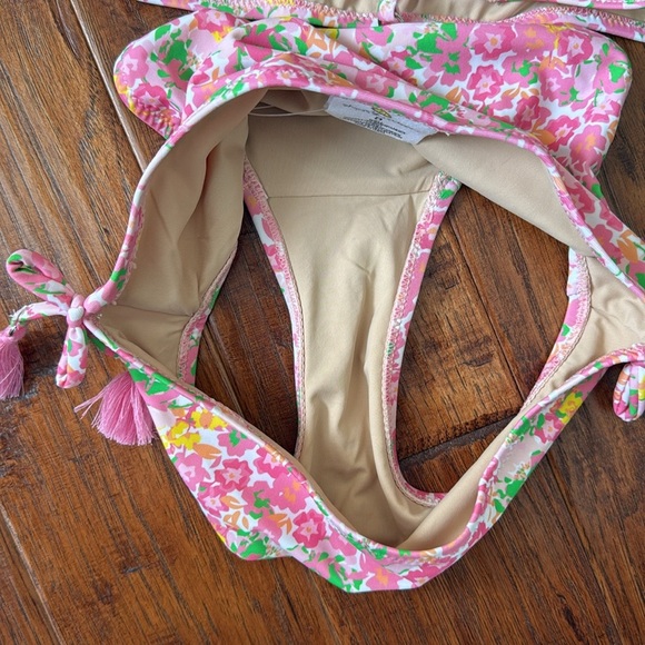 Shade Critters Fresh Floral Pink Crochet Trim Tie Back Bikini, size 8 - Picture 4 of 5